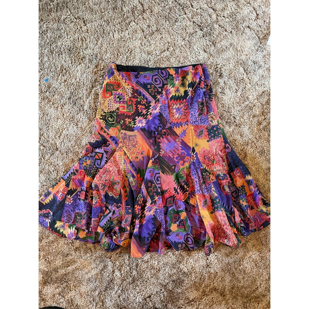Lauren Ralph Lauren Vintage Southwestern Aztec Geometric Flared A-Line Skirt